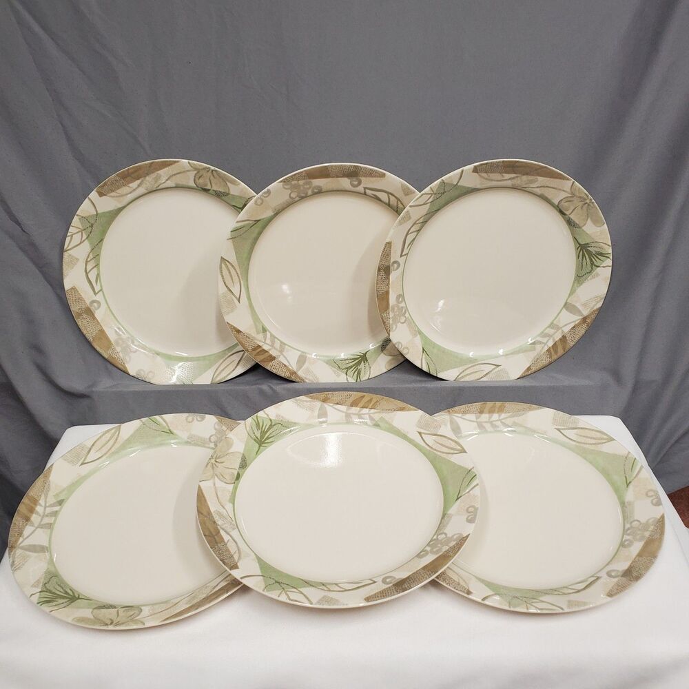 Set Of 6 Corelle Textured Leaves Dinner Plates 10 1/4”